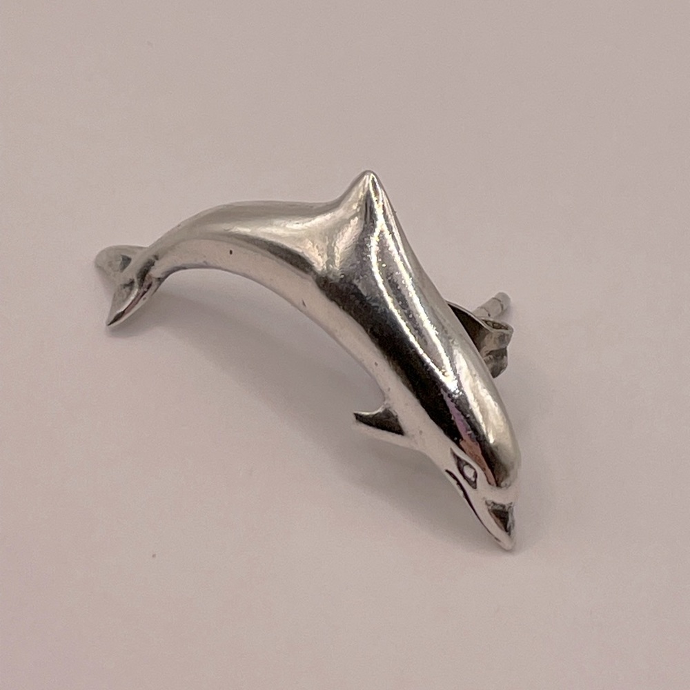Sterling Silver Single Dolphin Earring - Picture 3 of 10